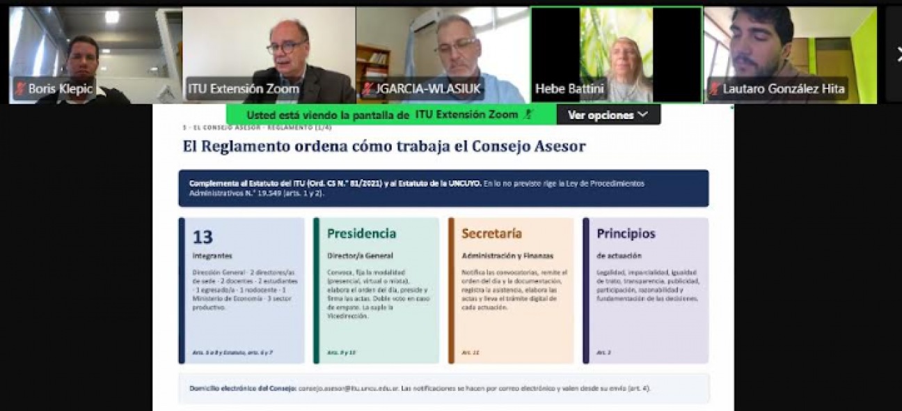 imagen Se realizó la primera reunión del Consejo Asesor del ITU 