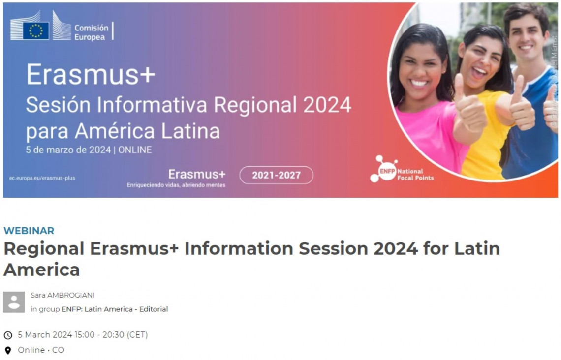 imagen Sesión virtual informativa sobre las oportunidades de formación de Erasmus+ para estudiantes y docentes